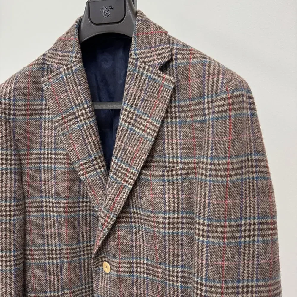 Montedoro Giacco Brown Multicolor Plaid Sport Coat Blazer 48 Glen check Jacket